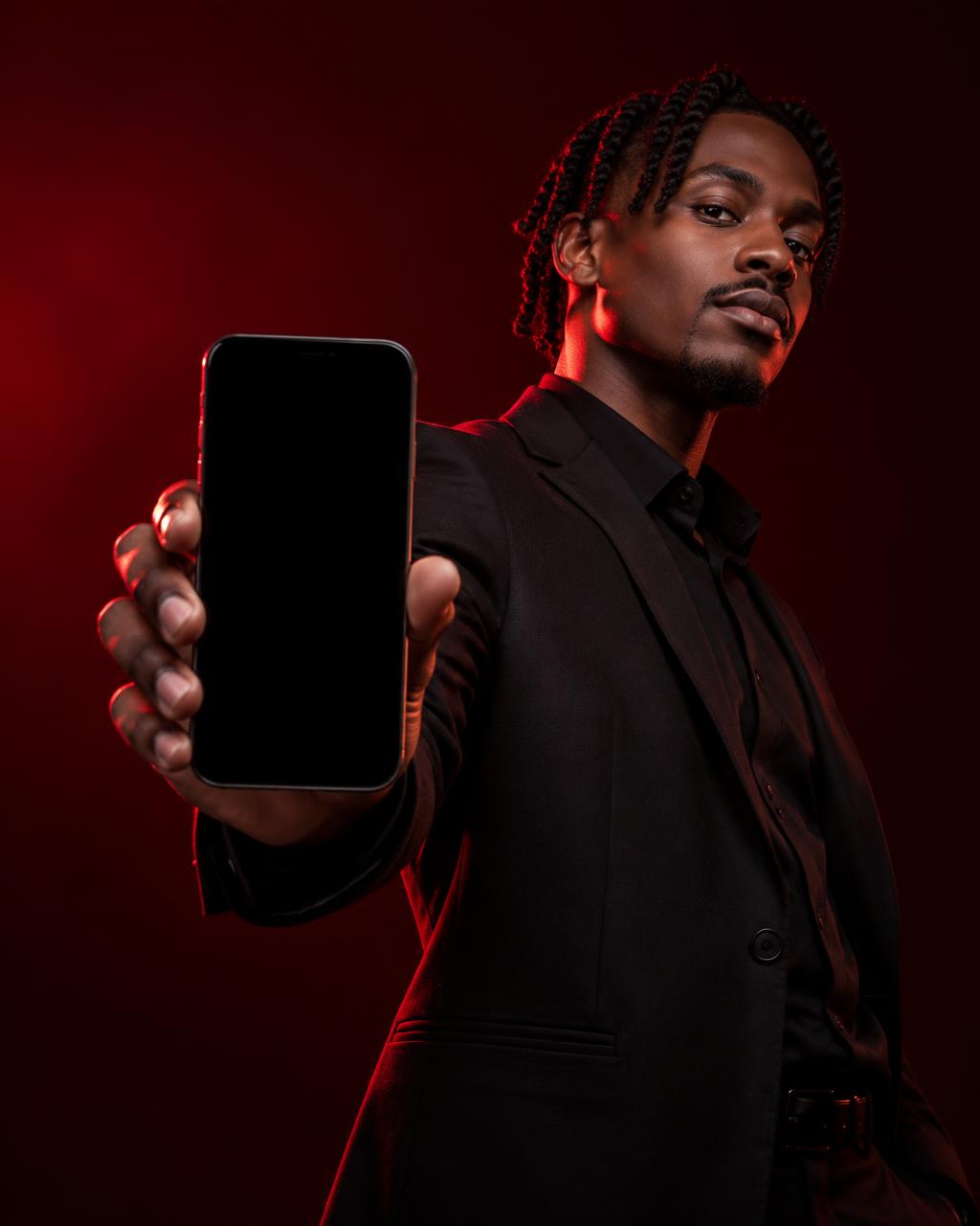 Profissional apresentando a tecnologia Forjy em um smartphone